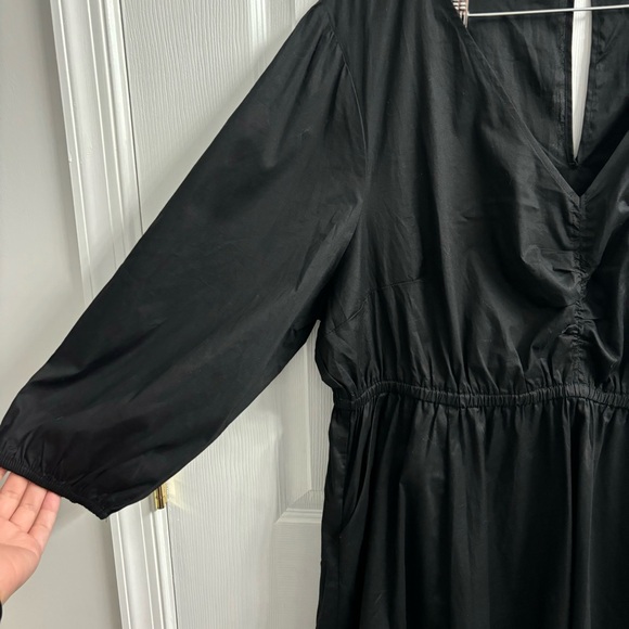 Torrid Midi Poplin Tiered Dress 3X Black NWT Puff Sleeves Elastic Waist - Picture 4 of 10